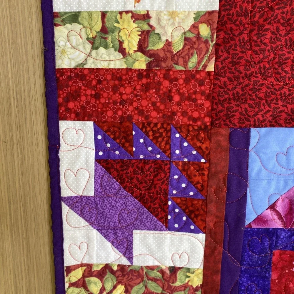 February Valentine's Heart Quilted Wall Hanging Live Love Laugh Welcome 24
